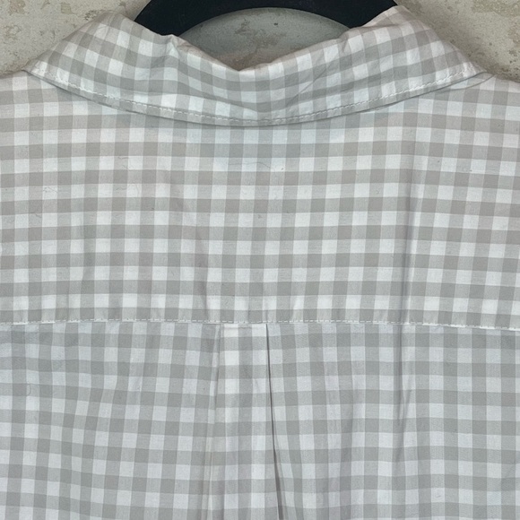Garnet Hill Gray Check Top Size 8 Organic Pima Button Up Work Casual Sustainable - Picture 9 of 13